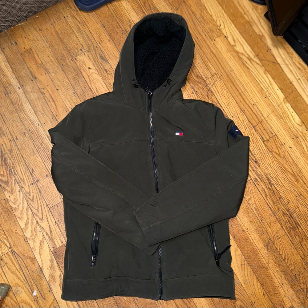 Tommy Hilfiger Sherpa Lined Softshell Jacket – Black/Green Men’s medium